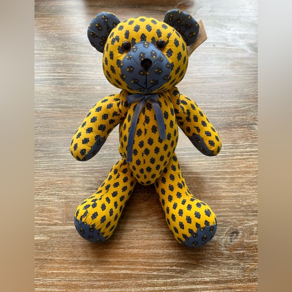 LES FANNETTES FABRIC TEDDY BEAR - Picture 1 of 7